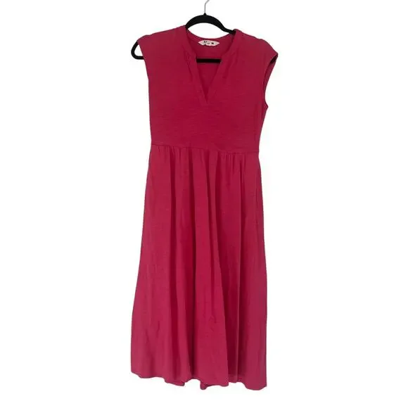 Boden Chloe Jersey Notched V-Neck Sleeveless Midi Dress Terracotta Red Size 2P - Picture 2 of 9